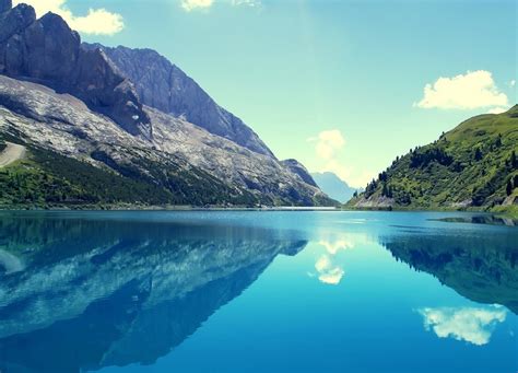 Wallpaper Landscape Sea Bay Reflection Fjord Alps Crater Lake