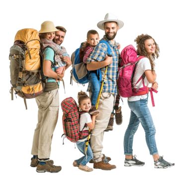 Family Go To Camping With Backpacks On Their Backs Isolated, Family, People, Boy PNG Transparent ...