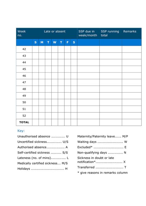 Absence Record Sheet In Word And Pdf Formats Page 4 Of 4