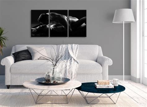 3 Piece Canvas Art Prints Romantic Nude Couple Erotica 3444 Black