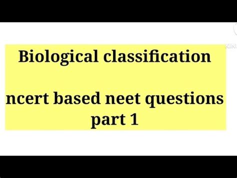 Biological Classification Ncert Based Neet Questions Part Neet