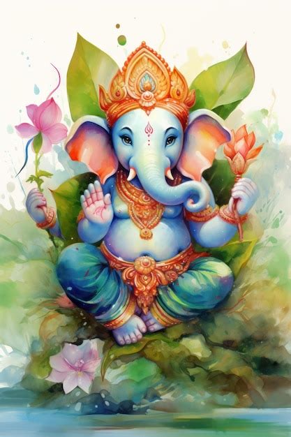 Premium Ai Image Shree Ganesha Watercolor Painting