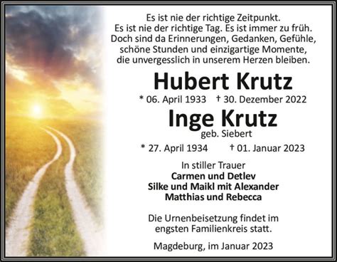 Traueranzeigen Von Hubert Krutz Inge Krutz Geb Siebert