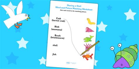 Free Word And Picture Matching Worksheet To Support Teaching On