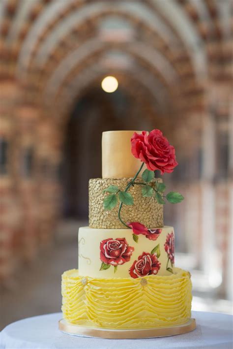 Hand Painted Beauty And The Beast Themed Wedding Cake With Sugar