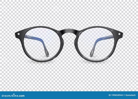 Vector 3d Realistic Plastic Round Black Rimmed Eye Glasses Icon Closeup