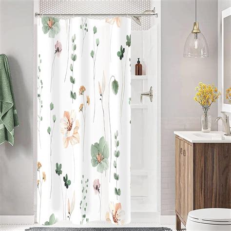 Small Stall Shower Curtain X Narrow Half Watercolor Floral