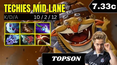 PATCH 7 33c TOPSON GOD Techies Mid Lane Gameplay Dota 2 Full Match