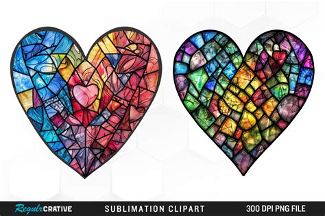 Stained Glass Heart Sublimation Clipart Graphic By Regulrcrative · Creative Fabrica