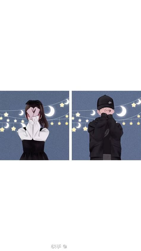 cute couple drawing  moon background cartoon couple matching dpz