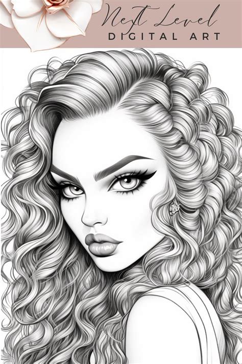 Beauty Queens Grayscale High Fashion Colouring Sheet Pages For