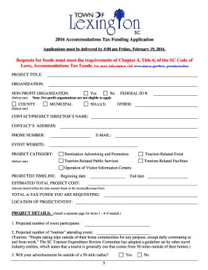 Fillable Online Accommodations Tax Guidelines Application Fax Email