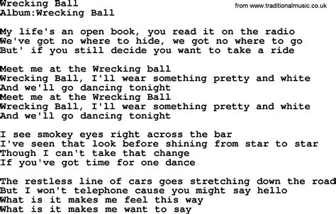 Emmylou Harris song: Wrecking Ball, lyrics