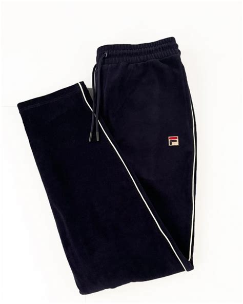 Fila Vintage Terrinda Velour Track Pants Navy 80s Casual Classics