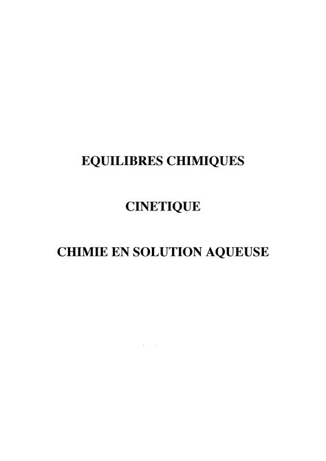 Cinetique Chimique Cours 4 EQUILIBRES CHIMIQUES CINETIQUE CHIMIE EN