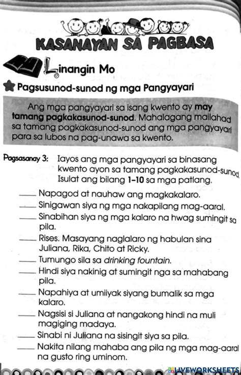 Pagkakasunod Sunod Ng Mga Pangyayari Sa Kwento Worksheets Grade 3 Images