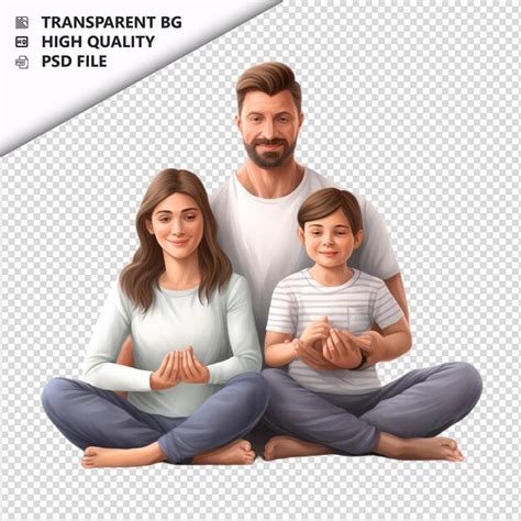 Yoga de família branca estilo ultra realista fundo branco PSD Premium