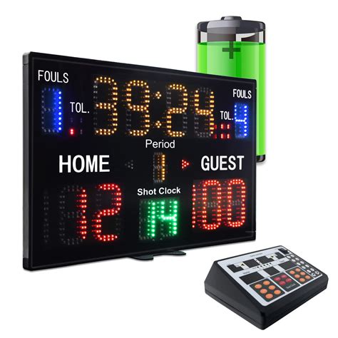 YZ Battery Powered Electronic Basketball Scoreboard with Shot Clock, 12 ...