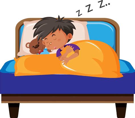 Little Boy Sleeping On Bed 8191125 Vector Art At Vecteezy