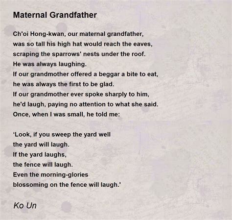 Maternal Grandfather - Maternal Grandfather Poem by Ko Un