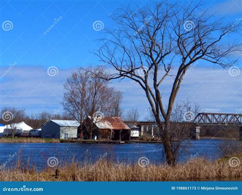 Rideau River In Merrickville Stock Image Image Of Bench Looking