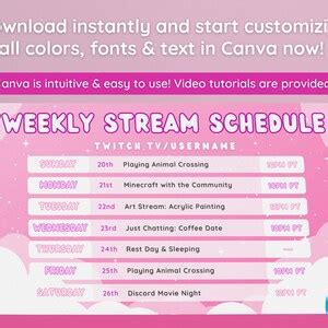 Pink Starry Sky Twitch Youtube Weekly Stream Schedule Social Media