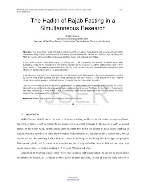 (PDF) The Hadith of Rajab Fasting in a Simultanneous … Hadith of Rajab Fasting in a ...