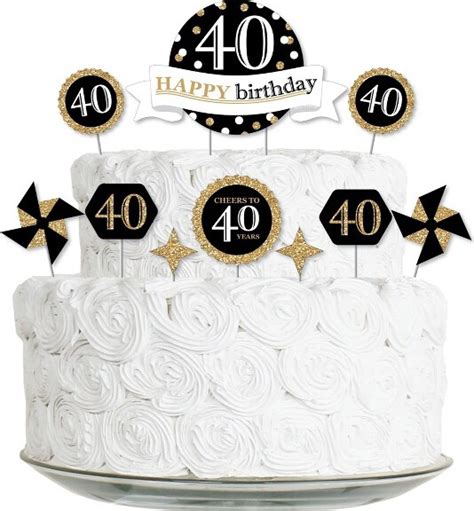 Big Dot Of Happiness Adult 40th Birthday Gold Birthday Party Cake Decorating Kit Happy