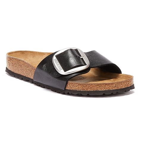 Birkenstock Suede Madrid Big Buckle Birko Flor Womens Black Sandals Lyst