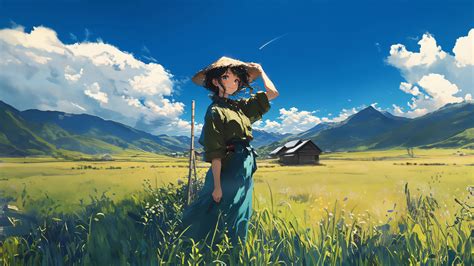 Anime Girl Countryside Scenery K A Wallpaper Pc Desktop