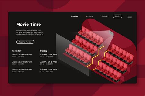 Movie Theater Time Landing Page Pre Designed Illustrator Graphics