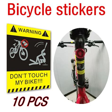 10Pcs Bike Bicycle Stickers Warning Decals Stickers Signs For Bicycle Bike Security Cycling ...