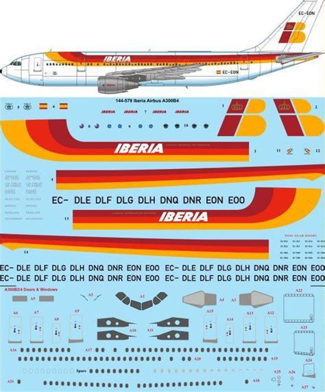 1144 Scale Decal Iberia Airbus A300b4