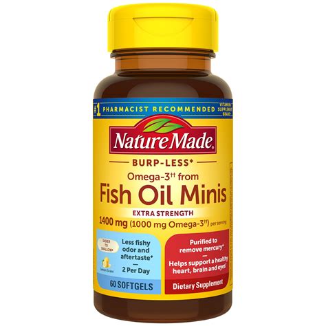 Nature Made Burp Less Omega 3 From Fish Oil Minis 1400 Mg Softgels 60