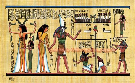 Ancient Egyptian Papyrus Art Painting The Judgment Day