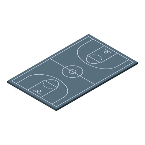 Basketball Court Isometric Projection Showing Center Circle And Two