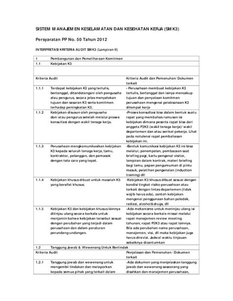 Pdf Interpretasi Kriteria Audit Smk3 Dokumen Tips