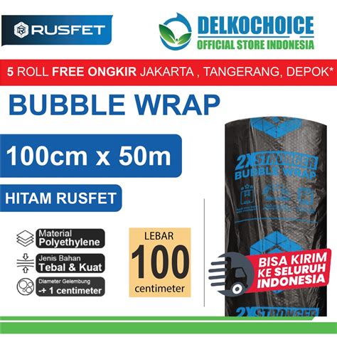 Jual Plastik Bubble Wrap RUSFET HITAM 100CM X 50M TEBAL Bubblewrap ROLL