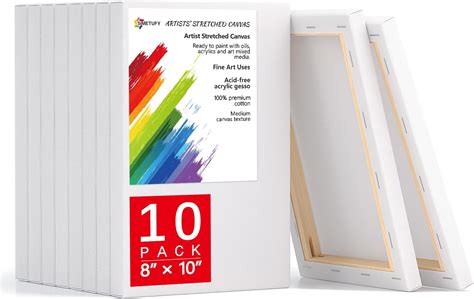 Amazon 6 Pack 8 X 10 Inch Artistry Canvas Boards Cotton Stretched