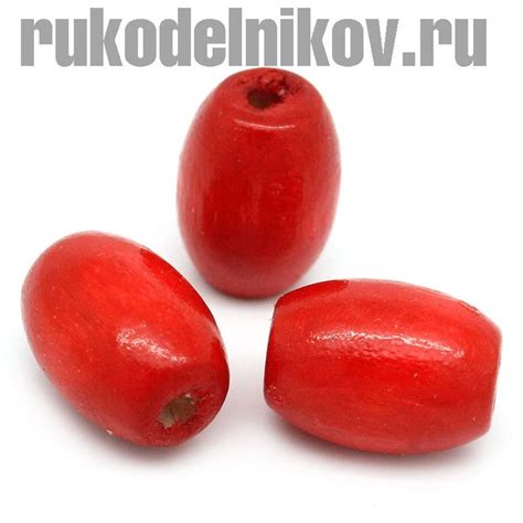 бусина деревянная Бочка красная