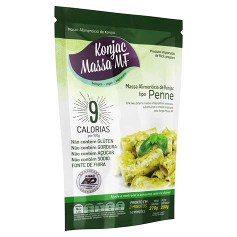 Massa Alimentícia De Fibra Macarrão Penne Konjac Massa Mf Pouch Peso Líquido 270g Peso Drenado