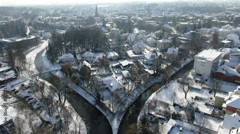 Herford Aus Der Luft Bei Schnee Luftaufnahme Panorama Winter