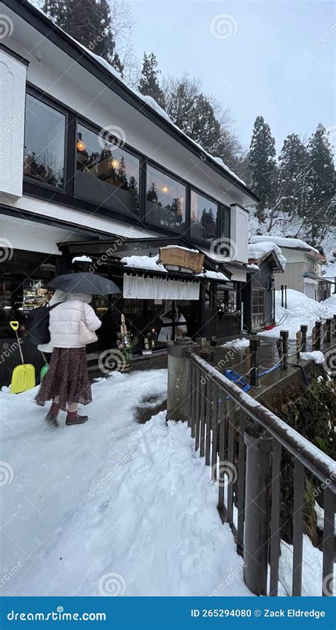 Beautiful And Quaint Ginzan Onsen In Obanazawa During The Winter Time In The Snow Editorial