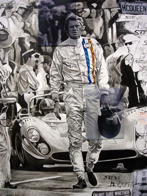 Steve Mcqueen In Gulf Racing Suit At Le Mans Print On Canvas P