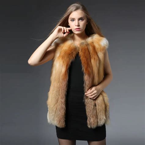 Winter New Real Red Fox Fur Vest For Women Genuine Fox Fur