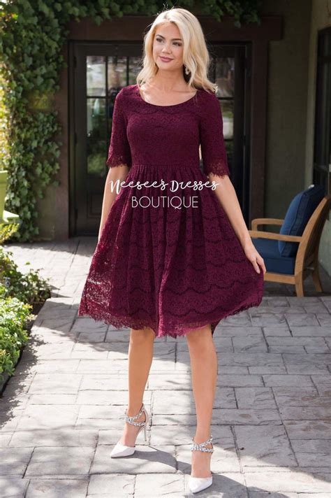 Burgundy Lace Modest Church Dress Best And Affordable Modest Boutique Cute Modest Dresses