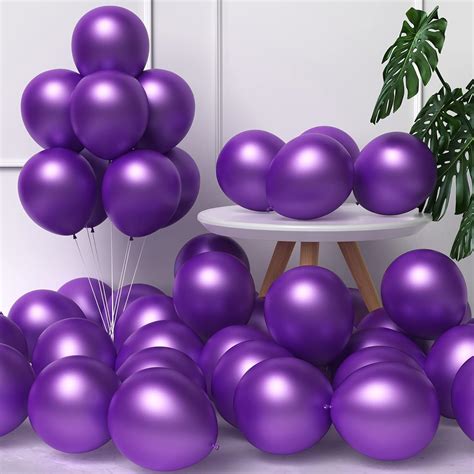 90 Pcs Purple Metallic Balloons 12 Inch Chrome Purple