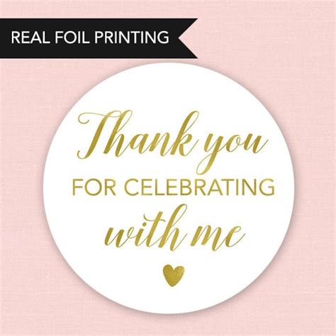 Printed Thank You For Celebrating With Me Stickers Foil Etsy