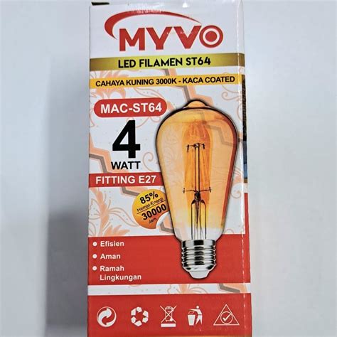 Jual Lampu Led Pijar Myvo Watt Led Filamen Cahaya Kuning Original