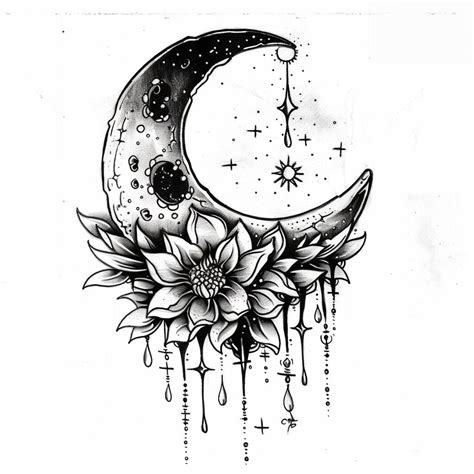 Crescent Moon 2 Tattoo Design Digital Download Etsy